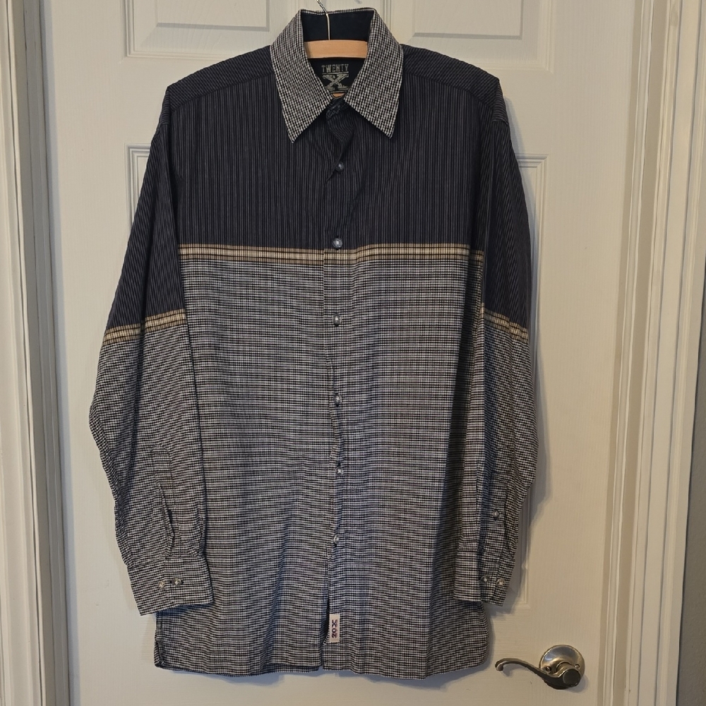 Twenty X Blue And Tan Checker Shirt